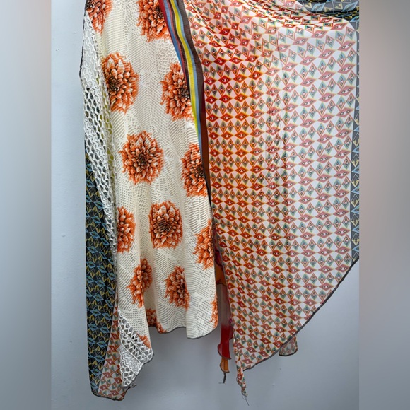 Feratelli size Small Multicolor Floral Sheer Open Front Sleeveless Cardigan Vest - Picture 5 of 9